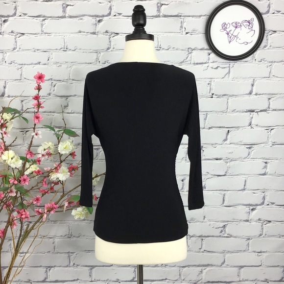 WHBM Drape Neck Ruched Sides Jersey Top - Picture 3 of 5